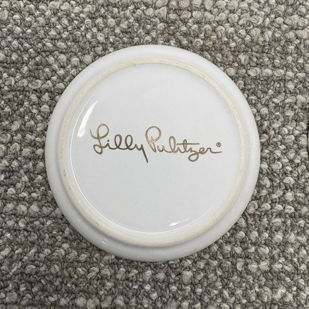 Lilly Pulitzer Coasters Beach Ocean Theme Neon Colors 4 Inches‎ Gold Trim